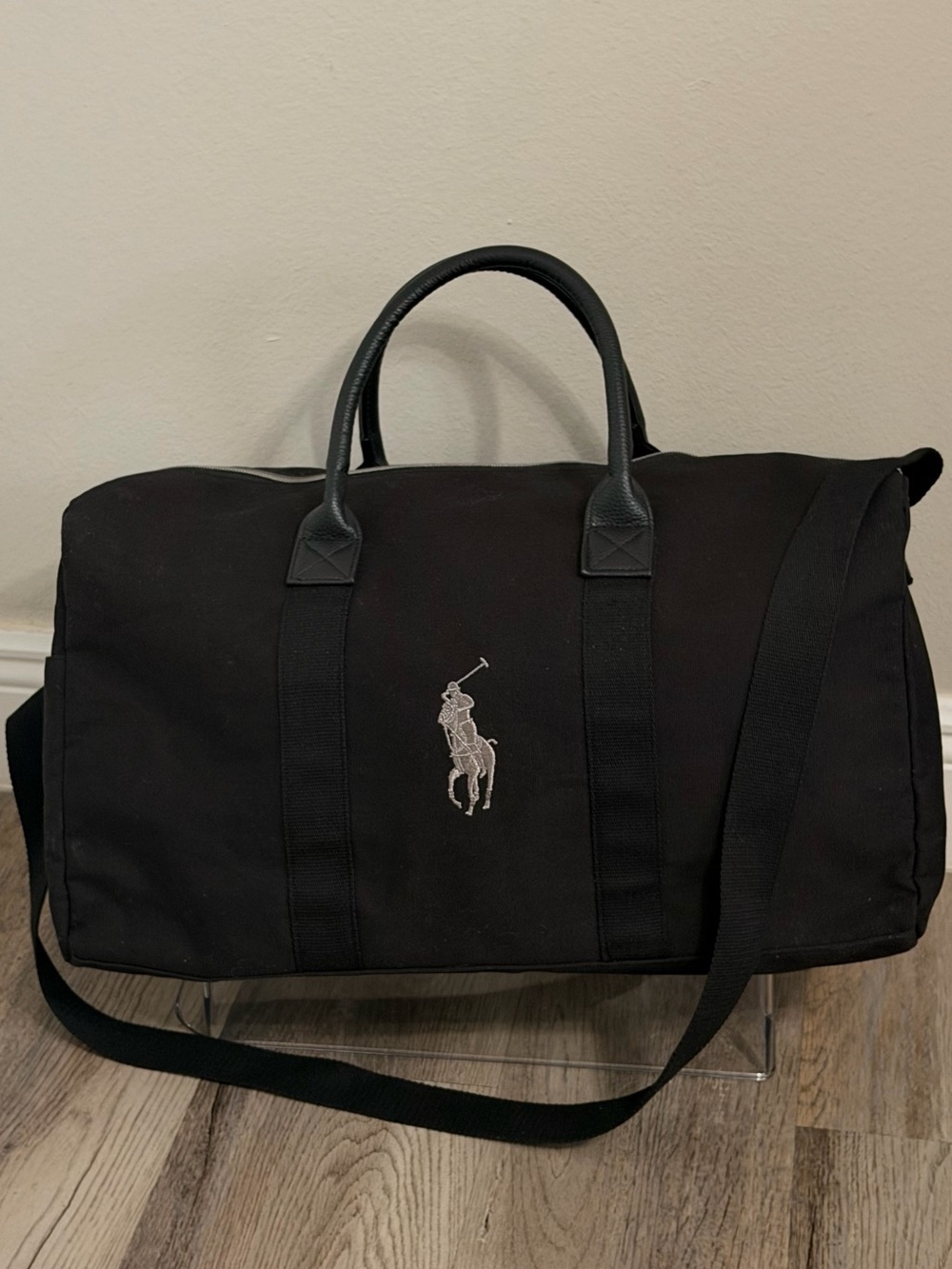 Polo by Ralph Lauren Black Canvas Duffel with Embroidered Polo Logo